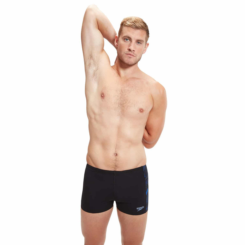 Speedo Herren Aquashort Hyper Boom Panel Schwarz/Curious Blue/True Cobalt