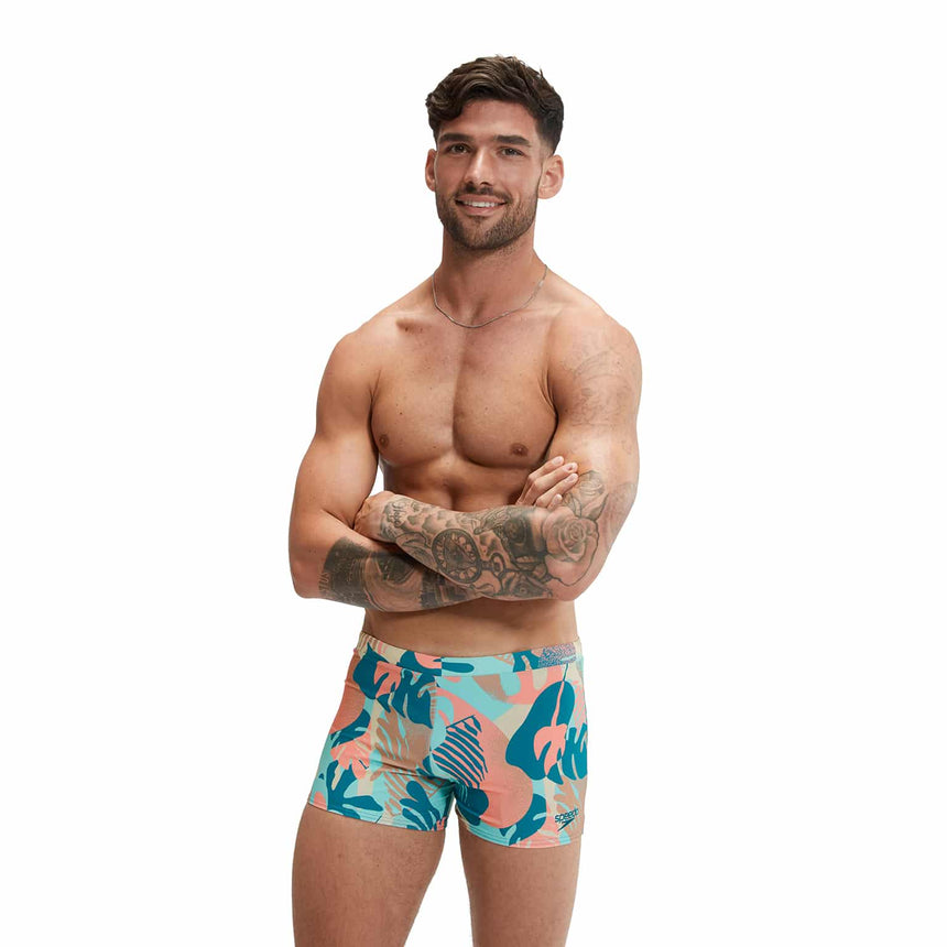 Speedo Herren Aquashort Escape Peacock/Cupid Coral/Pale Tan/Fresh Blue/Saddle Taupe