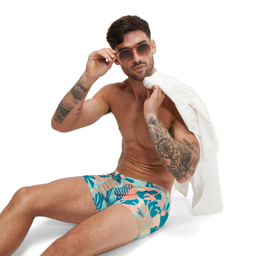 Speedo Herren Aquashort Escape Peacock/Cupid Coral/Pale Tan/Fresh Blue/Saddle Taupe