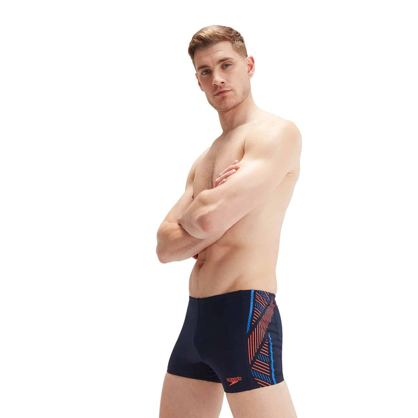 Speedo Herren Aquashort Tech Panel True Navy/Volcanic Orange/True Cobalt