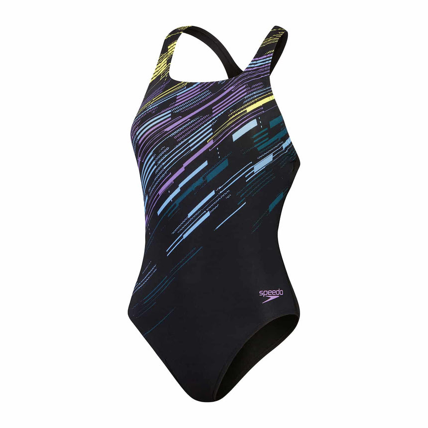 Speedo Womens Digital Printed Medalist Black