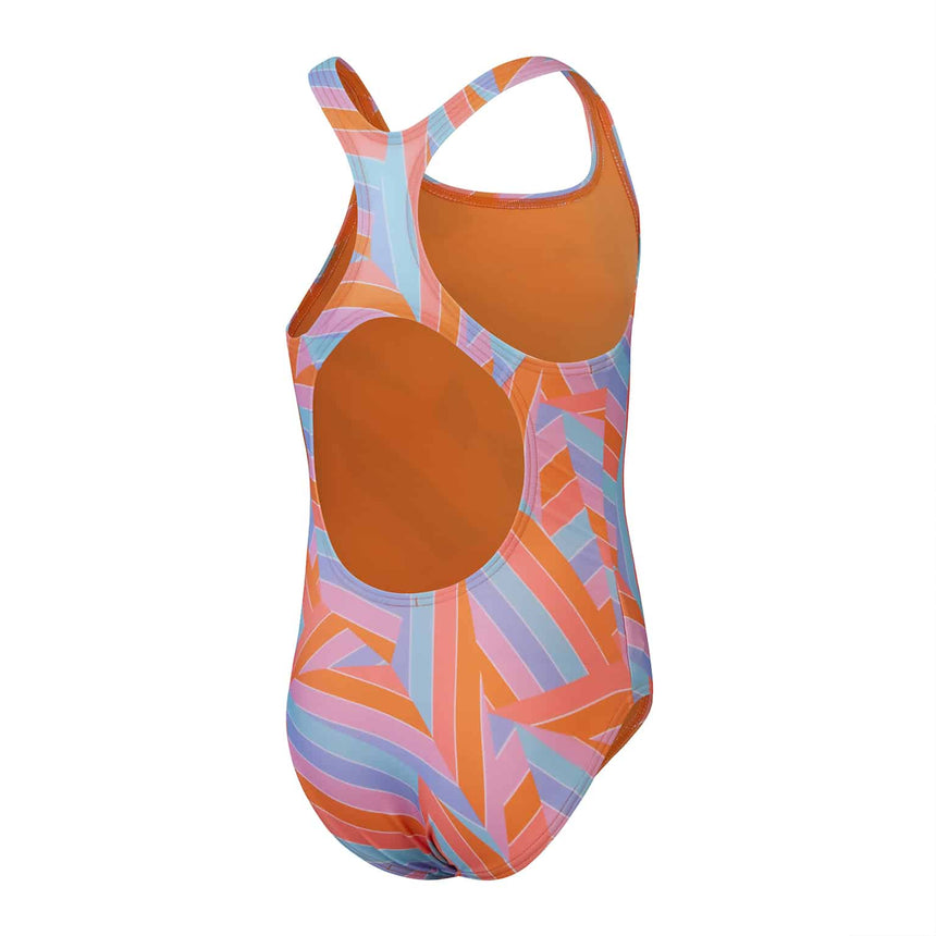 Speedo Girls Printed Medalist Pumpkin Spice, Marine Blue, Curious Blue, Funny Pink