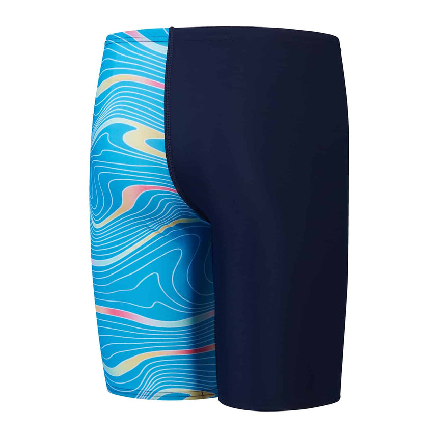 Speedo Boys Swim Jammer Digital Allover V-Cut True Navy/Pool/Pumpkin Spice