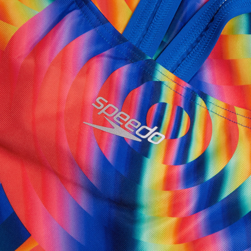 Speedo Womens Allover Digital Leaderback Watermelon, Flare Pink, Mandarin Peel, Lemon Drizzle