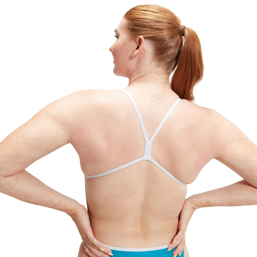 Speedo Womens Solid Vback Bolt/White