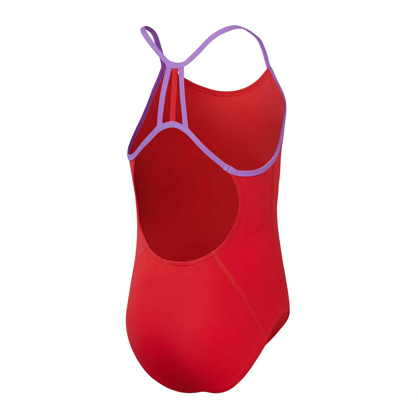 Speedo Girls Solid Lane Line Back Watermelon