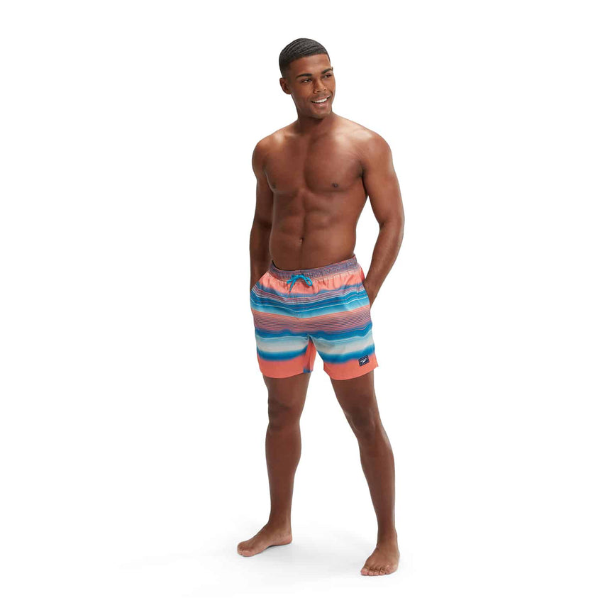Speedo Mens Watershort Placement Leisure 16" Pumpkin Spice/Fandango Pink/Pool/Pale Tan/White
