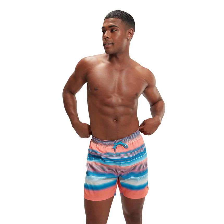 Speedo Mens Watershort Placement Leisure 16" Pumpkin Spice/Fandango Pink/Pool/Pale Tan/White