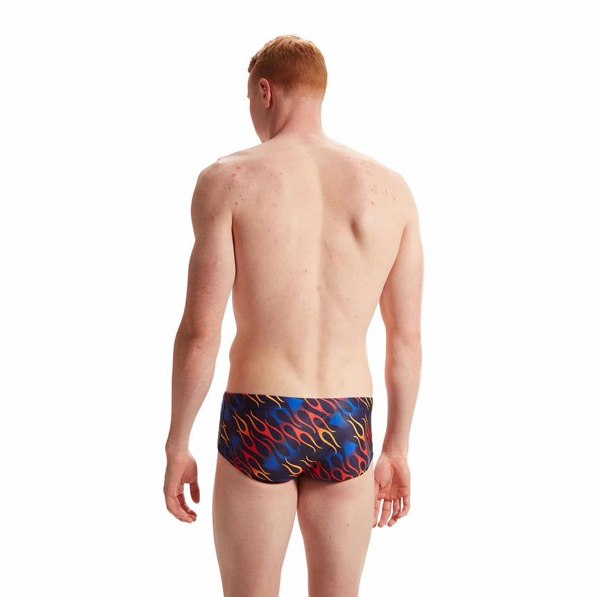 Speedo Mens 13.5cm Club Training Allover Brief Pure Blue, True Cobalt, Watermelon, Mandarin peel.