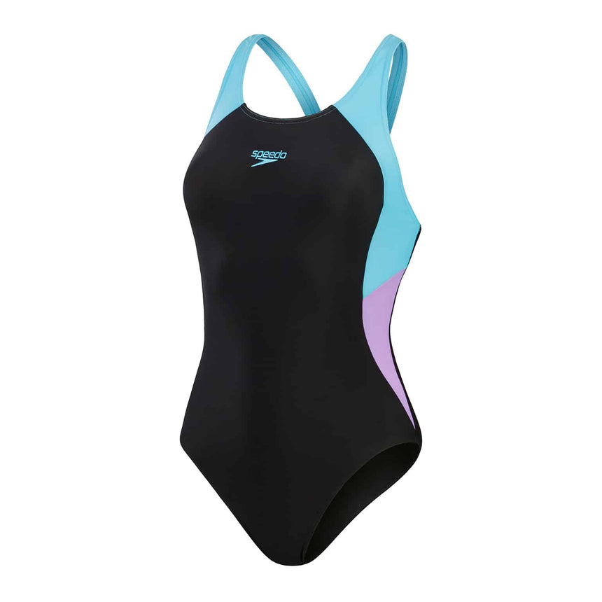 Speedo Womens Colourblock Splice Muscleback Black / Sweet Purple / Picton Blue