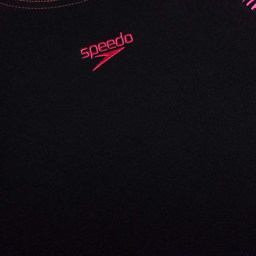 Speedo Girls Printed Panel Legsuit Black, Watermelon, Flare Pink