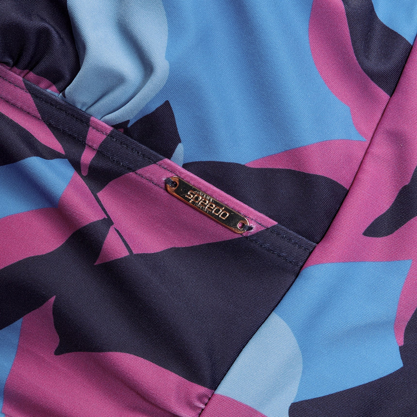 Speedo Womens Shaping Printed V Neck 1 Piece Pure Blue/Wineberry/Curious Blue