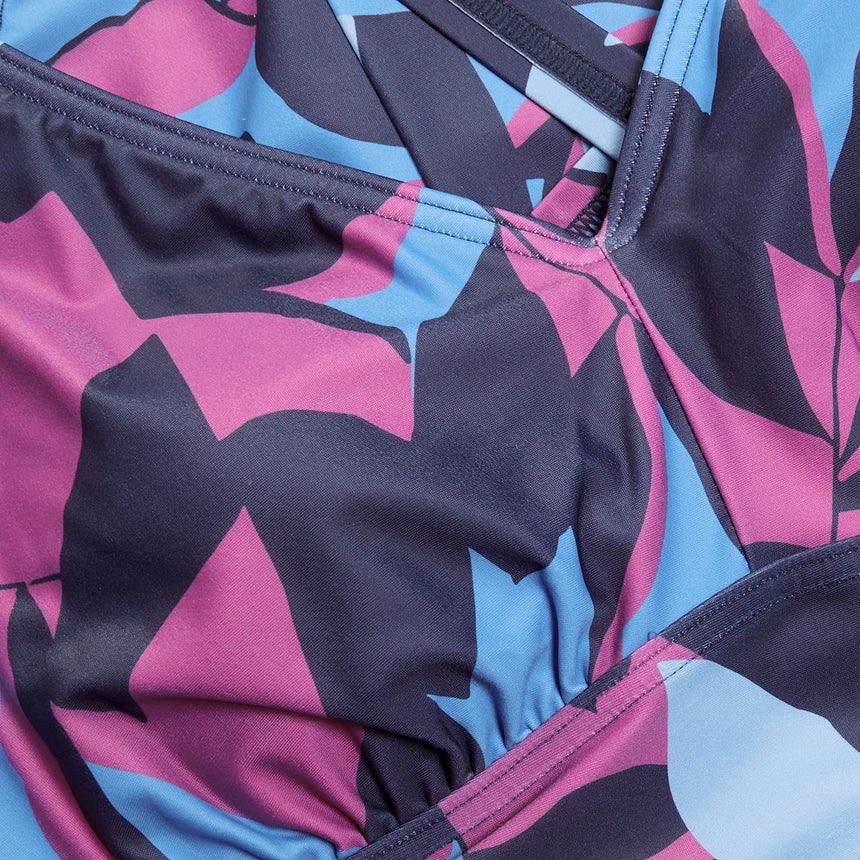 Speedo Womens Shaping Printed V Neck 1 Piece Pure Blue/Wineberry/Curious Blue