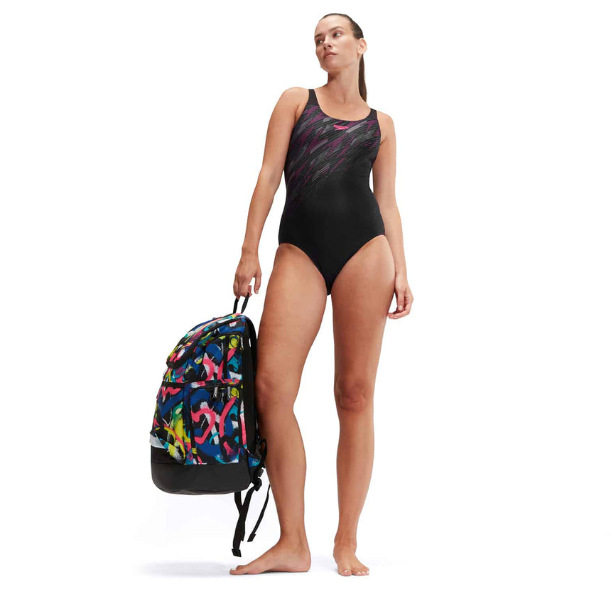Speedo Womens HyperBoom Placement Muscleback Black / Electric Pink / USA Charcoal