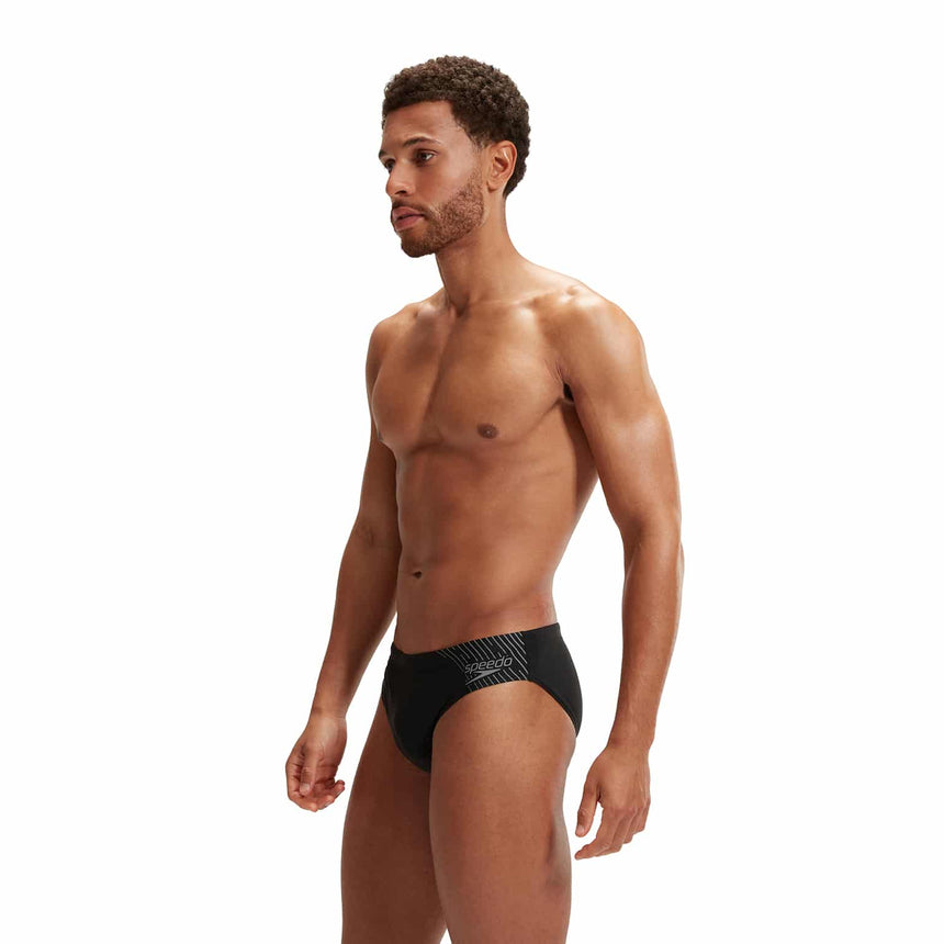 Speedo Mens Medley Logo 7cm Brief Black / USA Charcoal