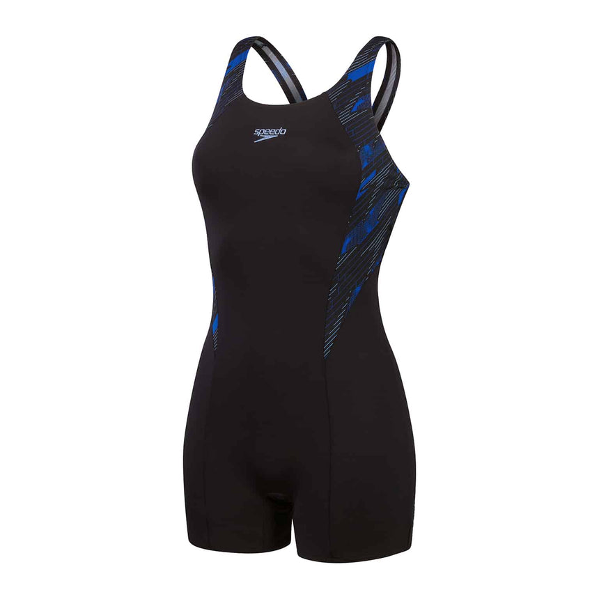 Speedo Damen Badeanzug HyperBoom Splice Legsuit Schwarz/True Cobalt/Curious Blue