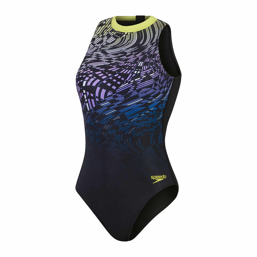 Speedo Womens Printed Hydrasuit Black / Lemon Drizzle
