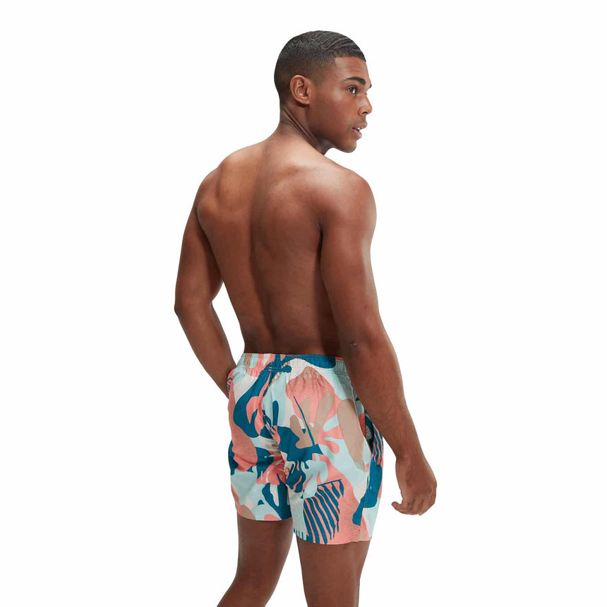 Speedo Mens Watershort Printed Leisure 16" Peacock/Fresh Blue/Cupid Coral/Saddle Taupe/Pale Tan