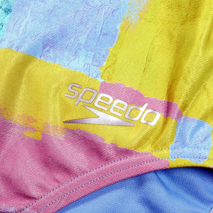 Speedo Womens Allover Digital Vback Disco Peach, Curious Coral, Bitter Lime, Curious Blue, Arctic Glass