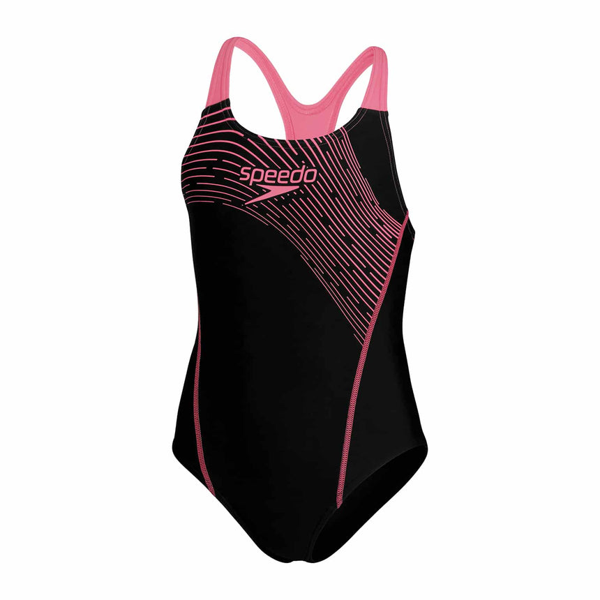 Speedo Girls Swimsuit Medley Logo Medalist Black/Pink