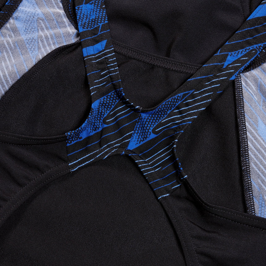 Speedo Damen Badeanzug HyperBoom Splice Muscleback Schwarz/True Cobalt/Curious Blue