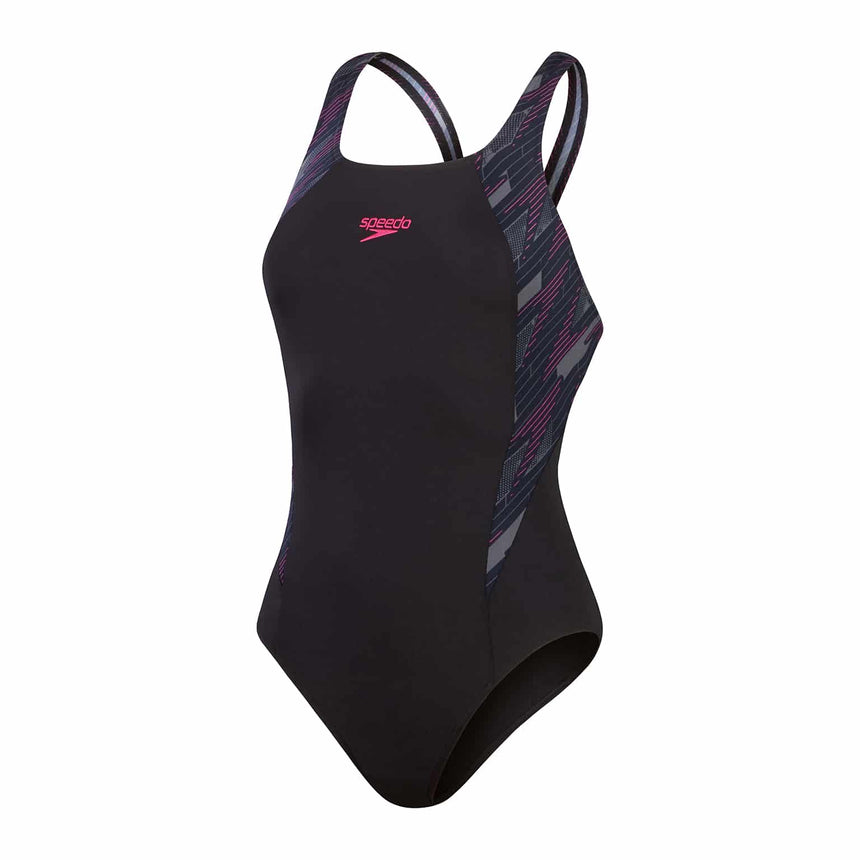 Speedo Badpak Hyperboom Splice Muscleback Zwart/Grijs/Paars