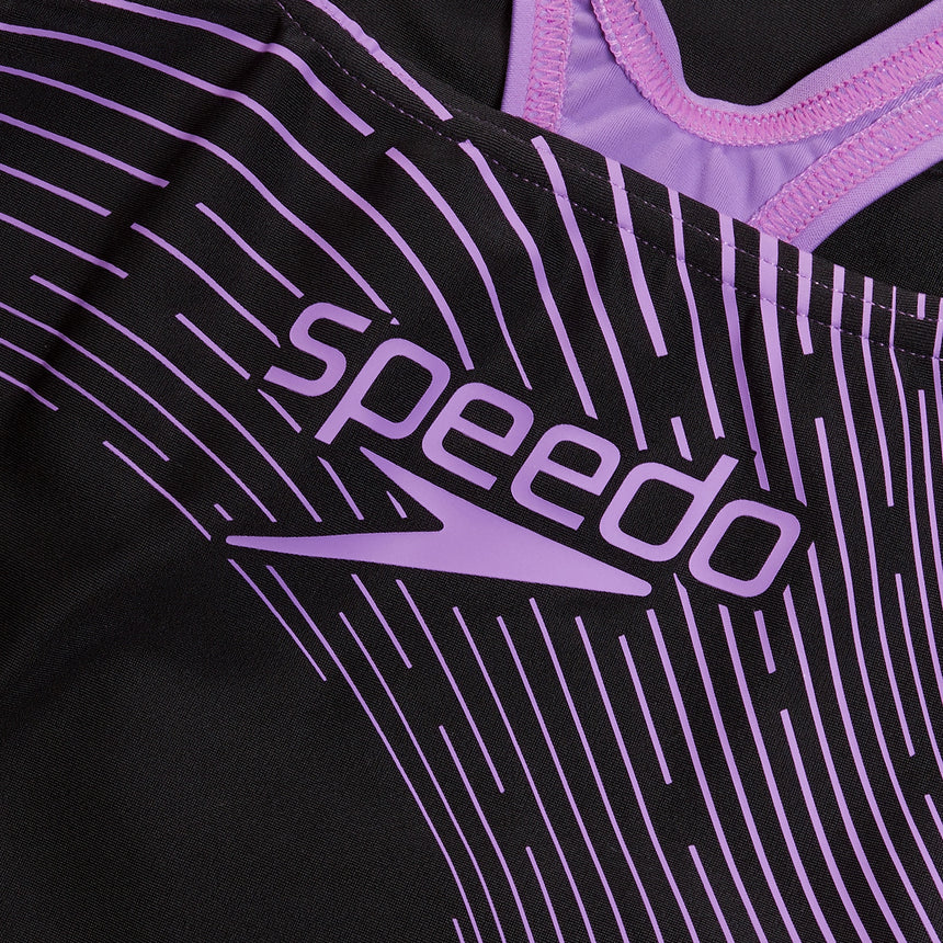 Speedo Womens Medley Logo 1 Piece Black / Sweet Purple
