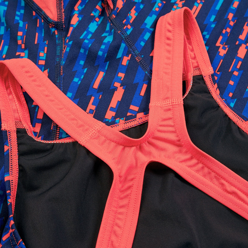 Speedo Junior Competition Kneeskin Fastskin Endurance+ Max Open Back Bolt/Cerulean Blue/Flame Red