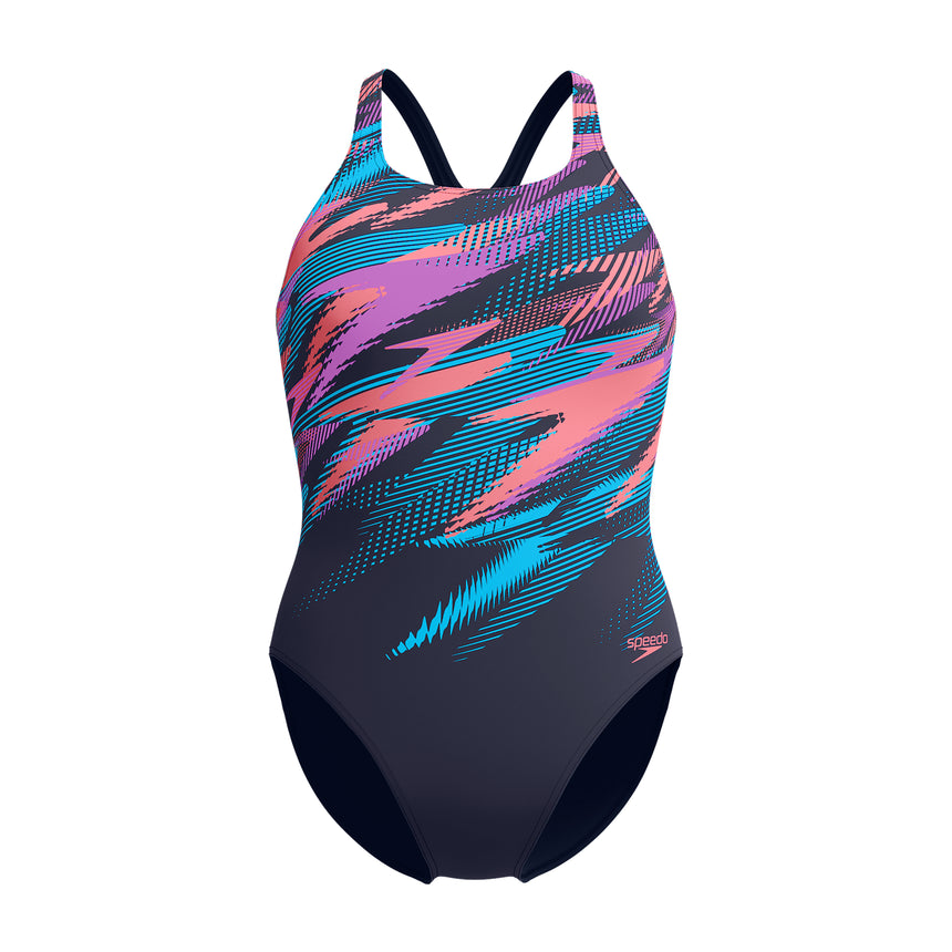 Speedo Badeanzug Medalist Marineblau/Orange