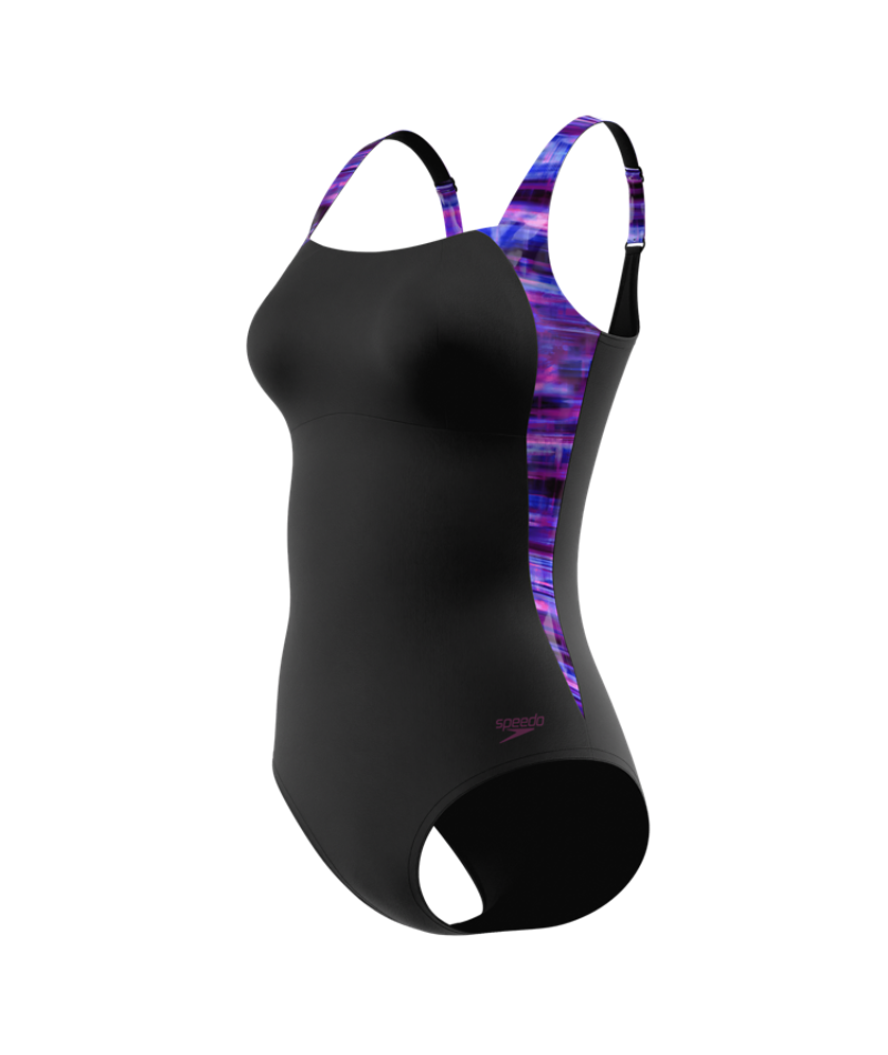 Speedo Badeanzug Print Luna Lustre Anthrazit/BerryCool