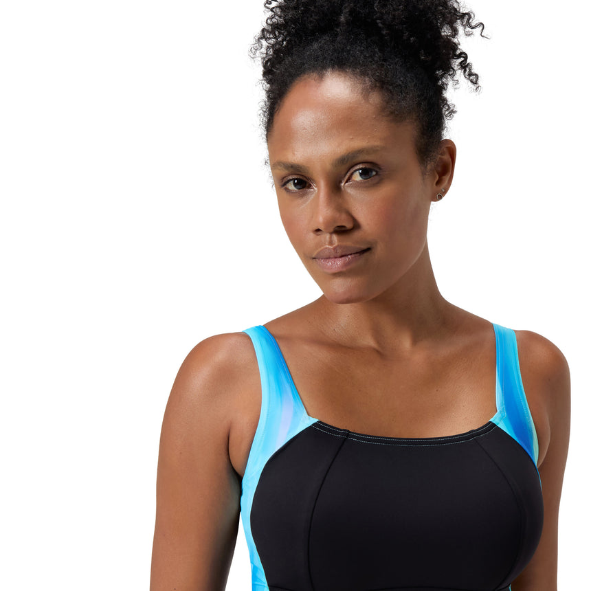 Speedo Shaping Badeanzug LunaLustre Printed Schwarz/Blau