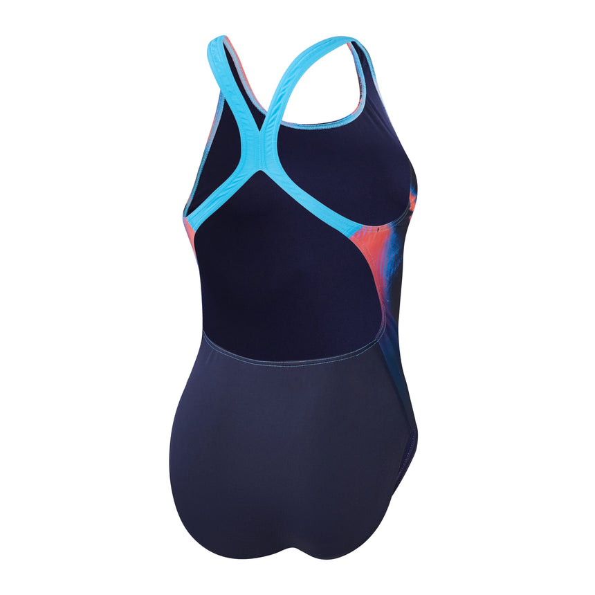 Speedo Badeanzug Placement Digital Powerback Navy/Rot