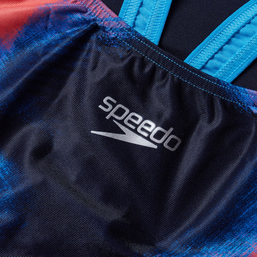 Speedo Badeanzug Placement Digital Powerback Navy/Rot