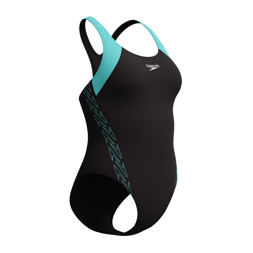Speedo Badeanzug Hyperboom Splice Racerback Schwarz/Blau