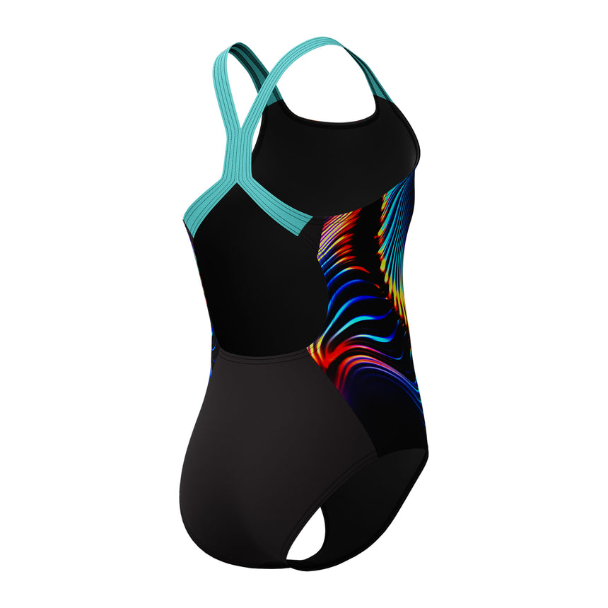 Speedo Girls Swimsuit Digital Placement Powerback Black/Blue