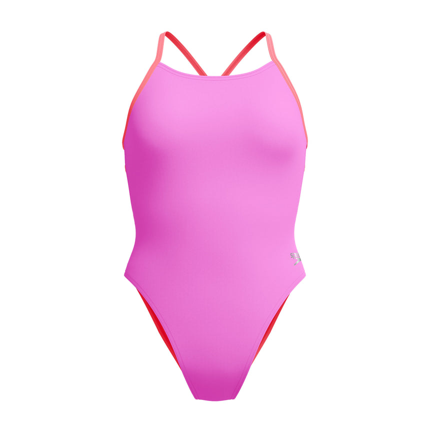 Speedo Badeanzug Solid Lattice Tie-Back Lila