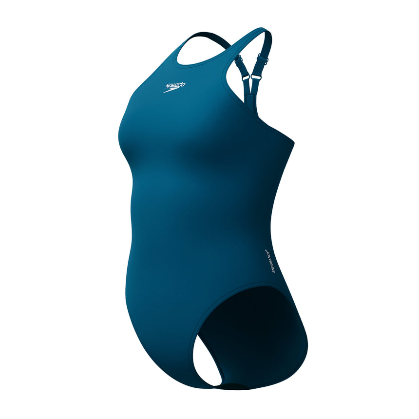 Speedo Long Torso Badeanzug Endurance+ V Back Blau