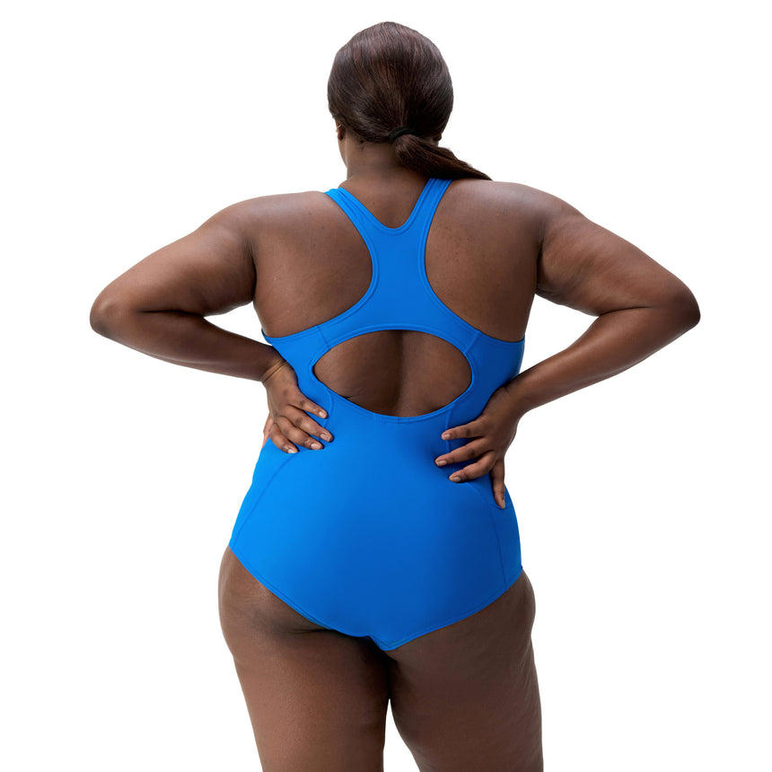 Speedo Shaping Swimsuit Eco Enduraflex Placement Medalist Plus Size Blue