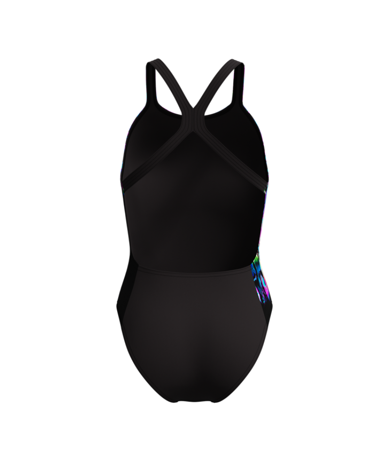 Speedo Dames Badpak Placement Printed Powerback Zwart/Blauw