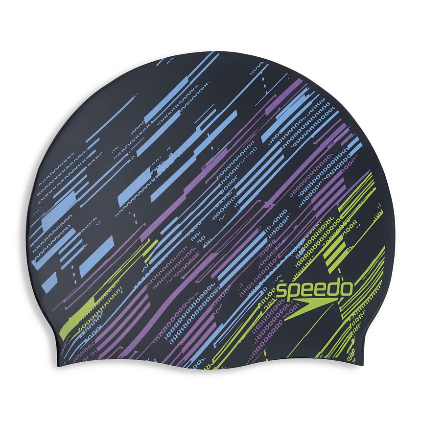 Speedo Swim Cap Reversible Moulded Silicone Black/Curious Blue/Lemon Drizzle