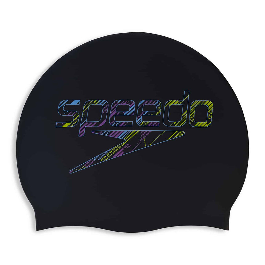 Speedo Swim Cap Reversible Moulded Silicone Black/Curious Blue/Lemon Drizzle