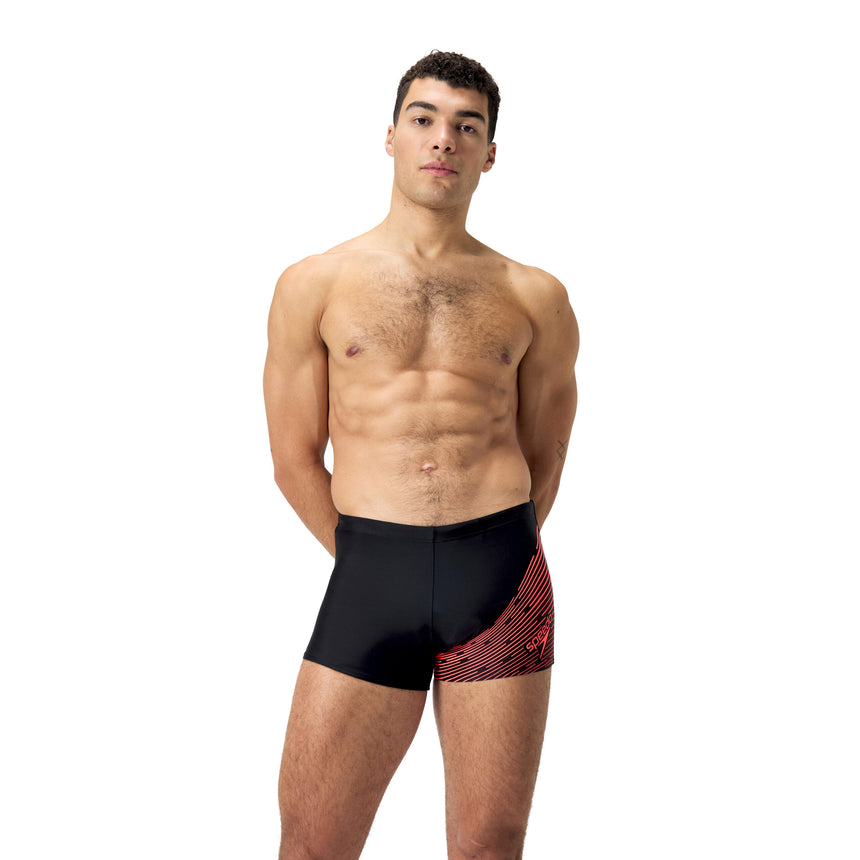 Speedo Badeboxer Medley Logo Schwarz/Rot