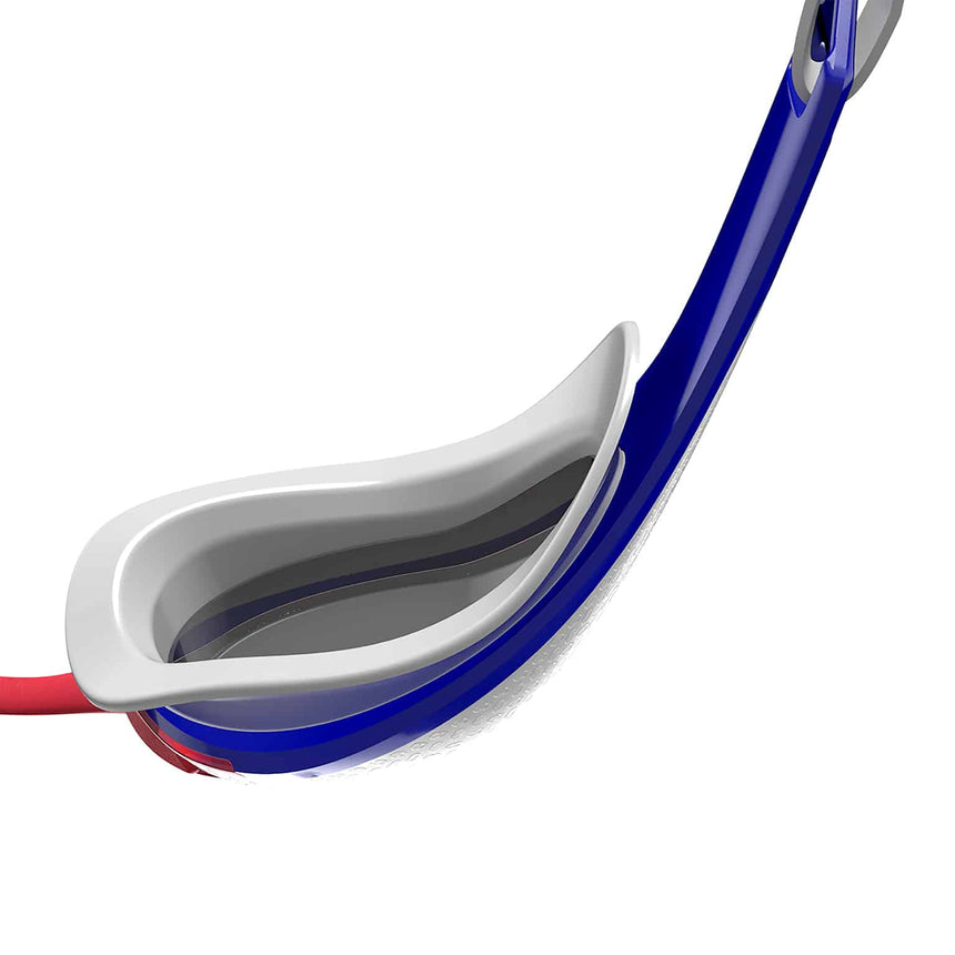 Speedo Wettkampf Schwimmbrille Fastskin Pure Focus Mirror Flame Red/True Cobalt/Weiß/Shadow