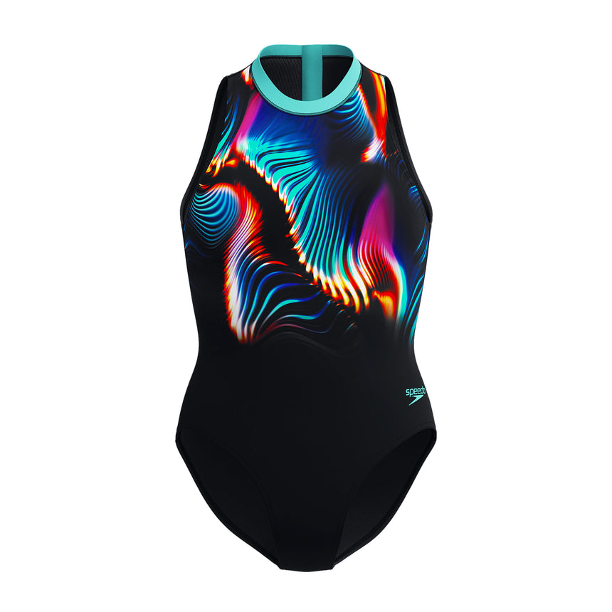 Speedo Badeanzug Printed Hydrasuit Schwarz/Blau