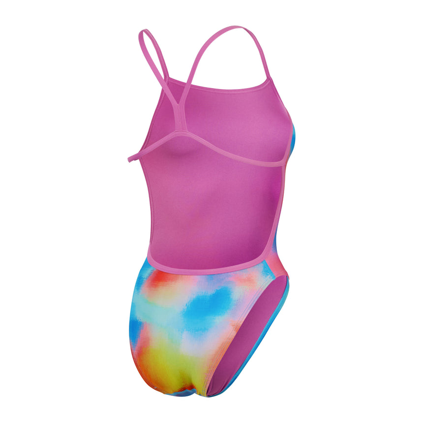 Speedo Badeanzug Allover Digital V Back Rosa/Gelb/Lila/Blau