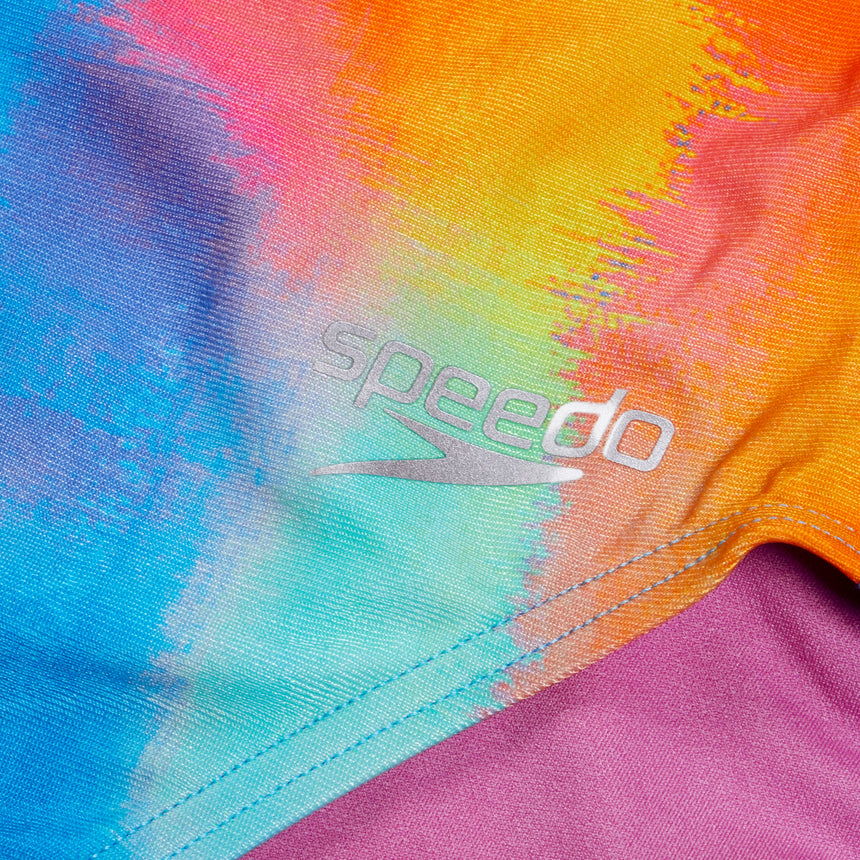 Speedo Badeanzug Allover Digital V Back Rosa/Gelb/Lila/Blau