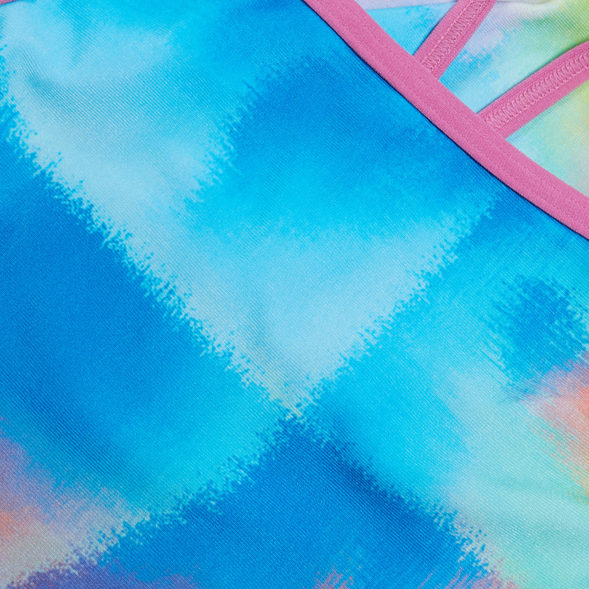 Speedo Badeanzug Allover Digital V Back Rosa/Gelb/Lila/Blau