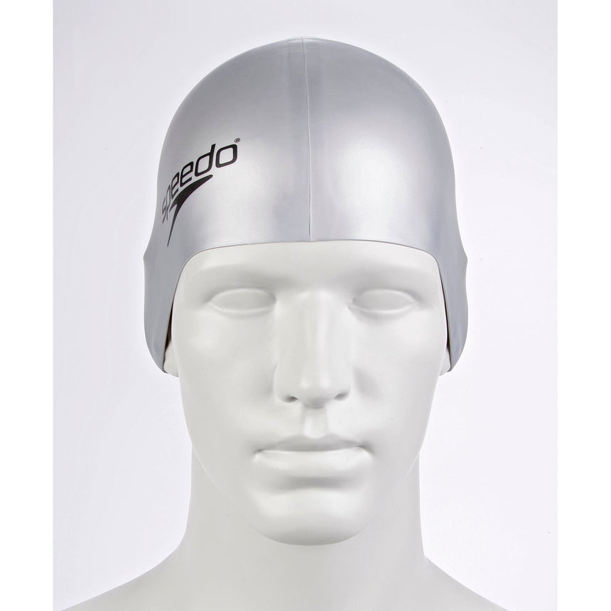 Speedo Swim Cap Plain Flat Silicone Silver