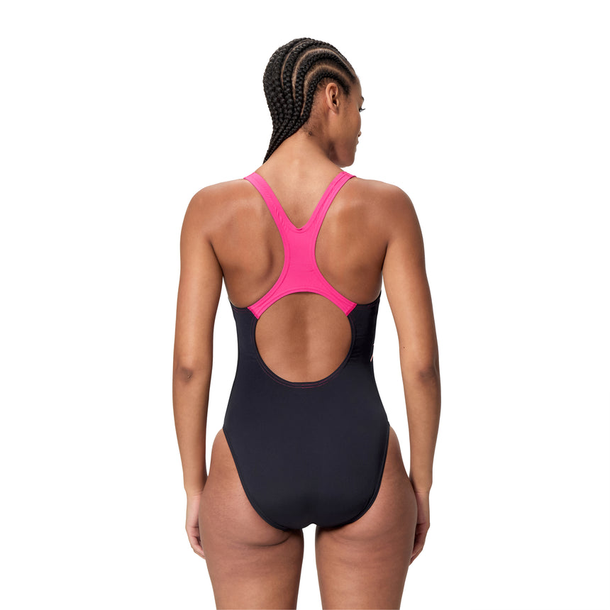 Speedo Badeanzug Medley Logo Medalist Anthrazit/Rosa