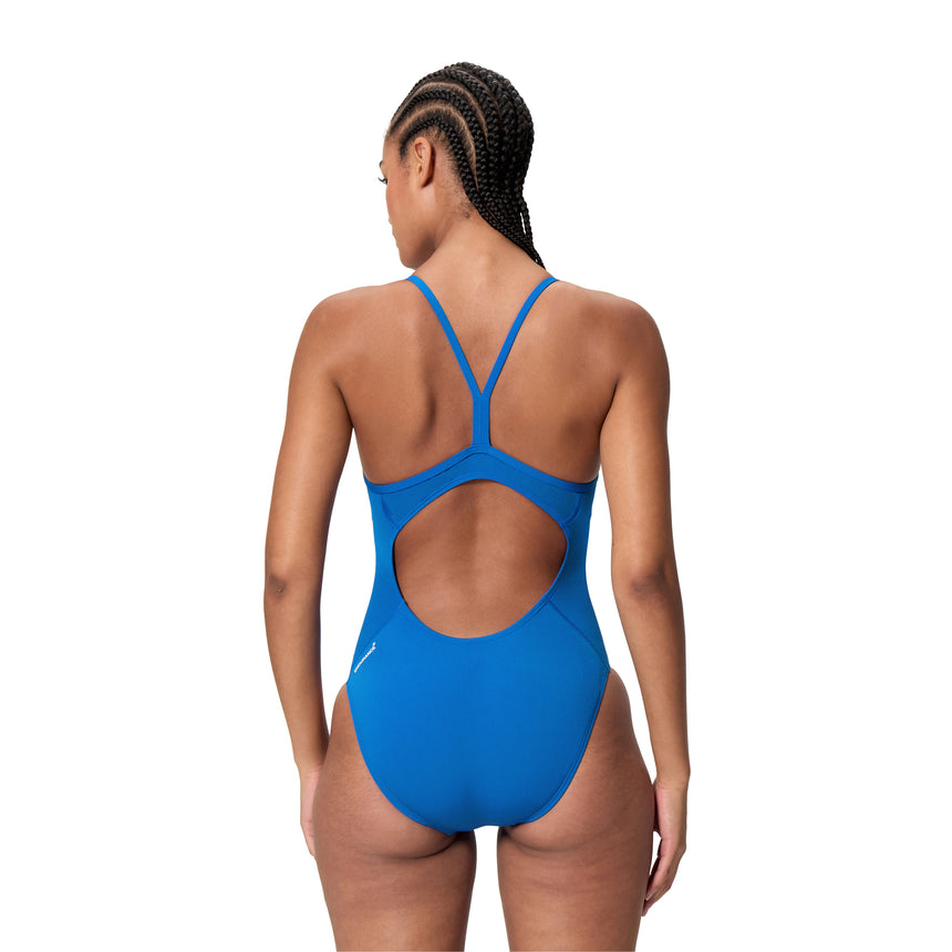 Speedo Dames Badpak Endurance+ Logo Thin Strap Blauw/Wit